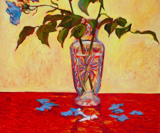 White Roses on the Red Table