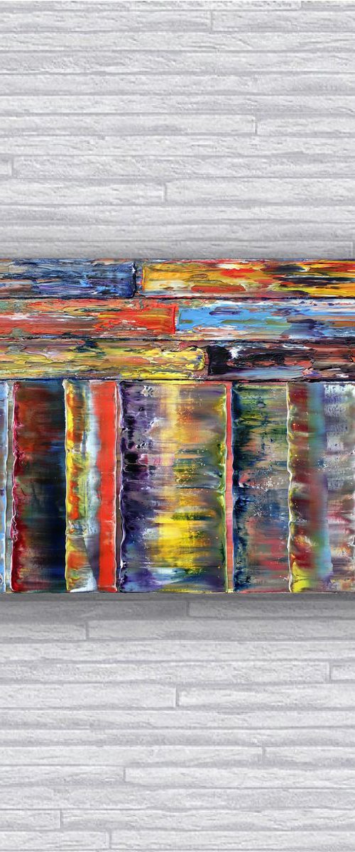 "All Structures Are Unstable" - Original Highly Textured PMS Abstract Oil Painting On Canvas - 36" x 18" by Preston M. Smith (PMS)