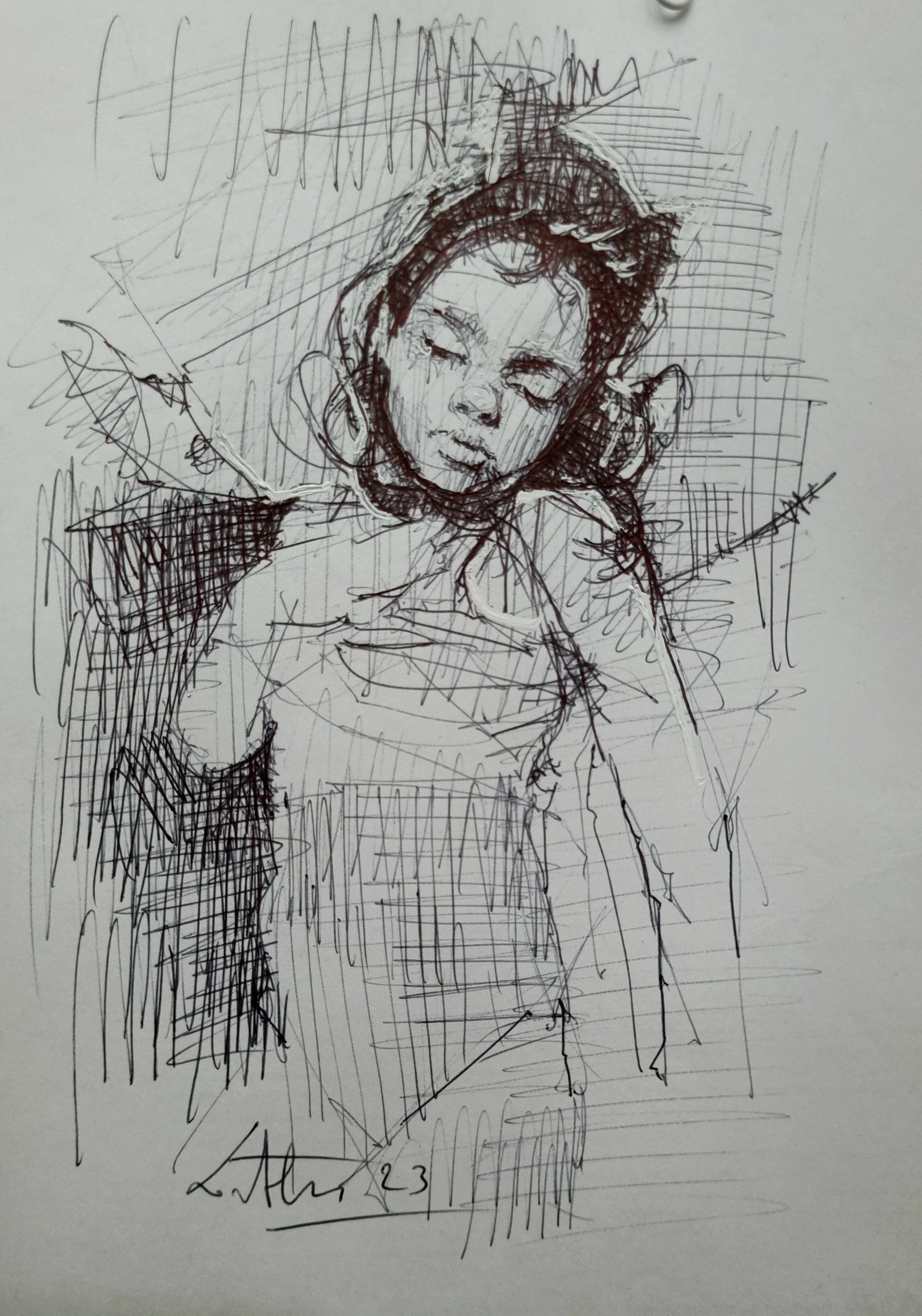 Impressionistic Ink Drawing , The Rest By Marco Ortolan, 6 X 8, Artwork For Sale On Artfinder