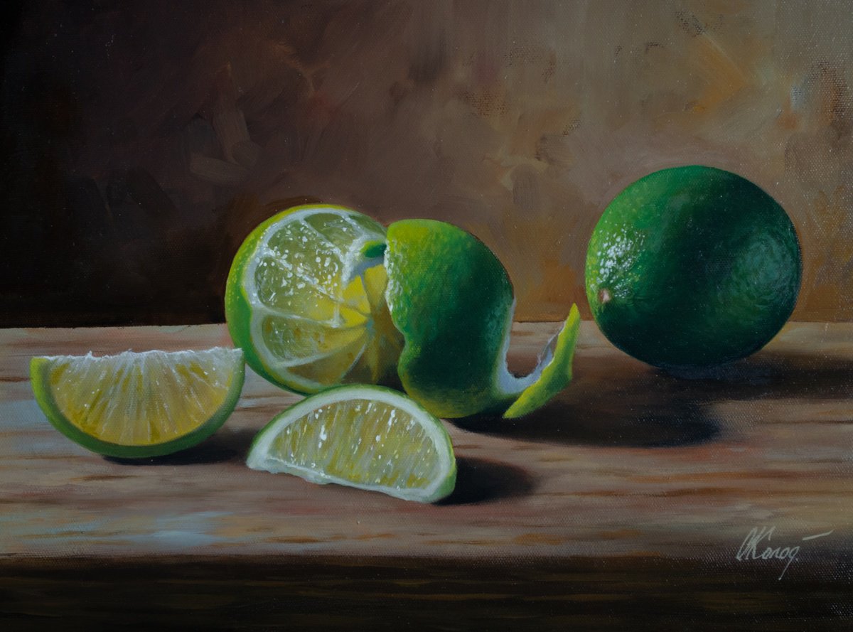 Photorealistic Oil Painting , Still Life With Lime/31 By Kolodyazhniy Sergey, 16 X 12, Artwork For Sale On Artfinder