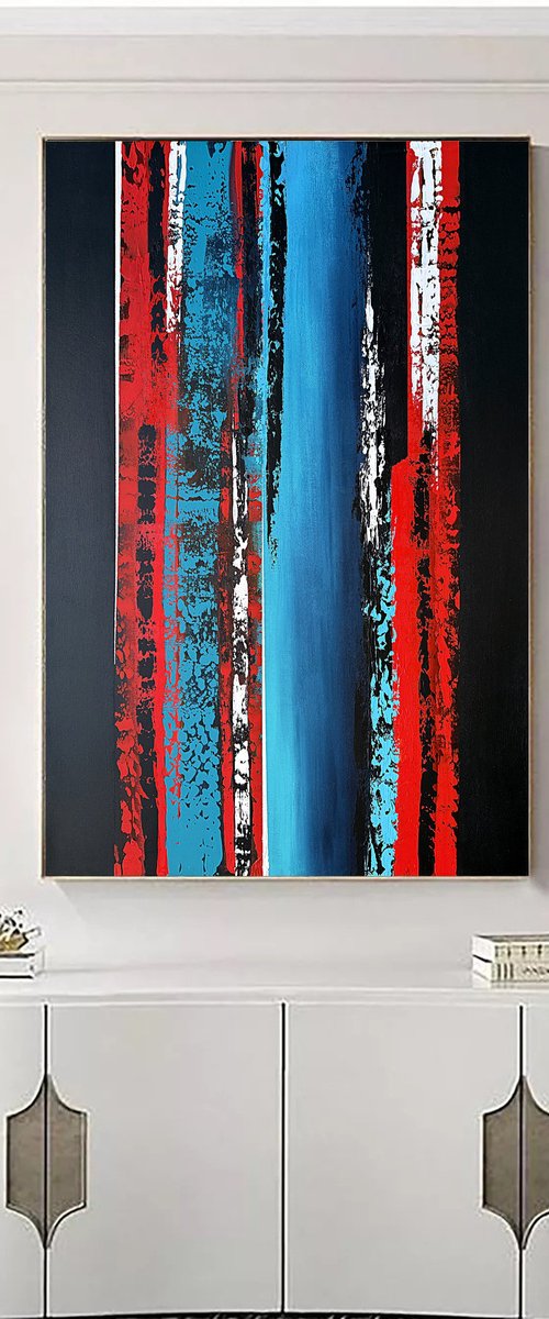 Red Sky Blue accent on black by Tatiana Malinovscaia