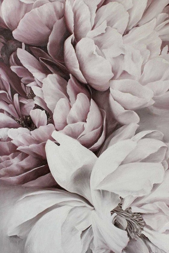 "Purple Peonies" Flowers purple pink art