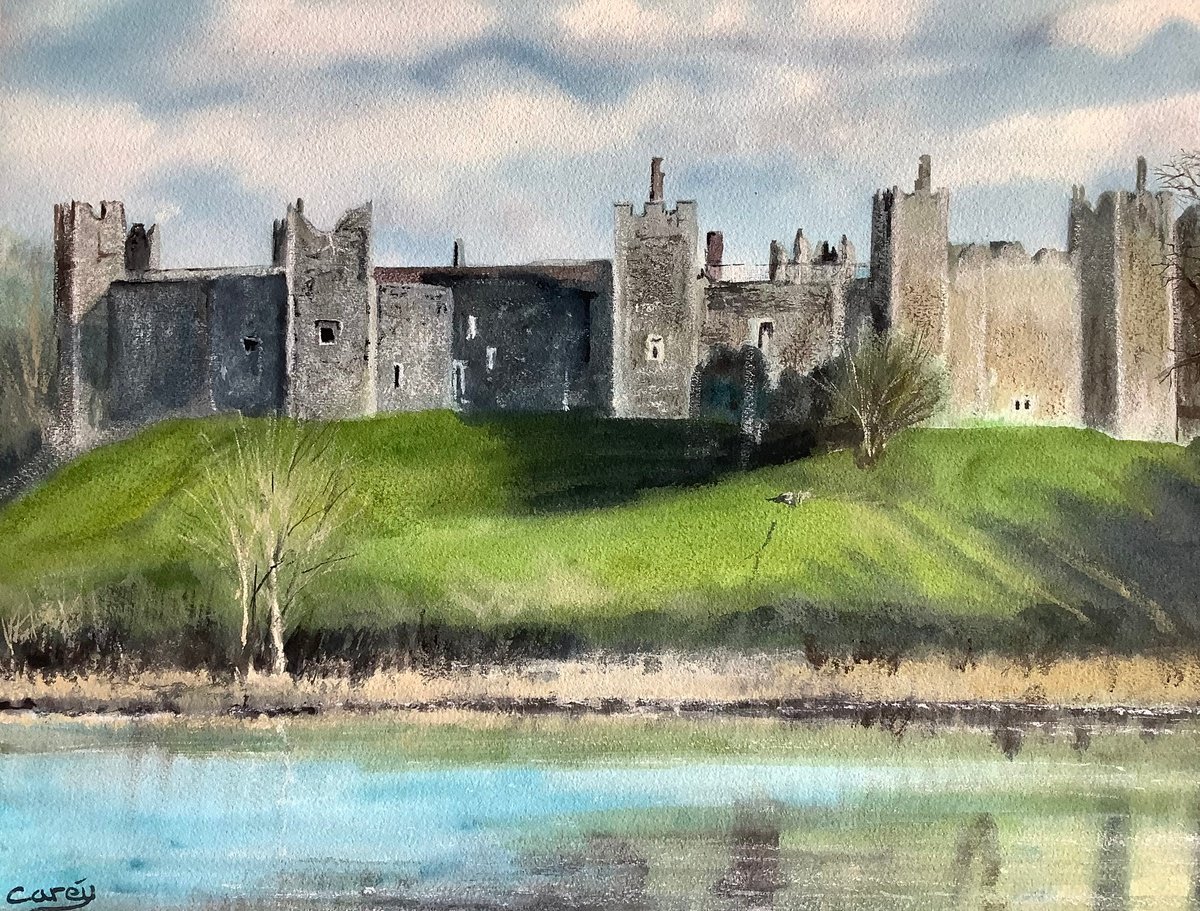 Photorealistic Cityscapes Watercolour By Darren Carey, 15 X 11, Framlingham Castle, Original Artwork