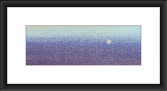 BLUE MOON, SKY SEA. Impressionistic Original Seascape Watercolour Painting.