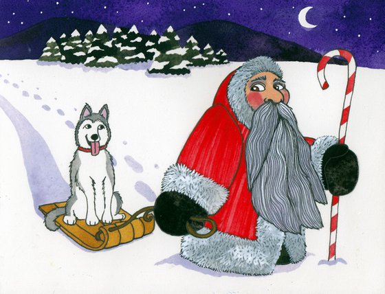 Santa and His Sled Dog