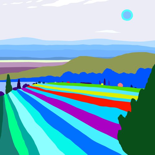 Sowing (La siembra) (pop art, landscape) by Alejos