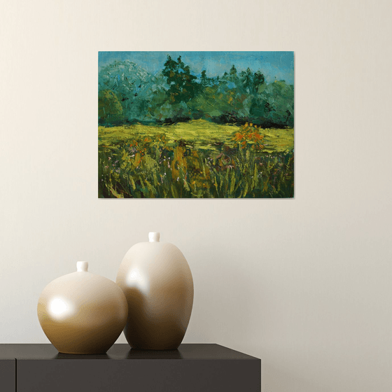 Grass and flowers in the meadow. PLEIN AIR #2 /  ORIGINAL PAINTING