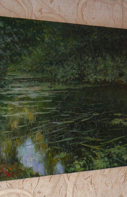 The Evening Slough - river summer landscape painting by Nikolay Dmitriev