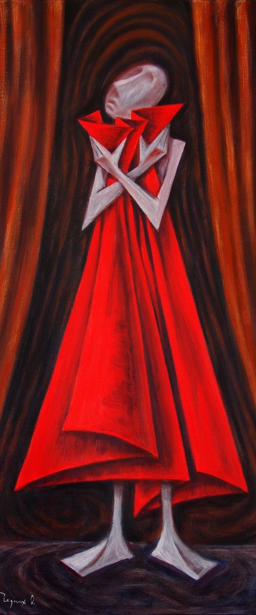 Red Canvas. 2016. Canvas, oil. 100x50 cm by Oleg Chernykh