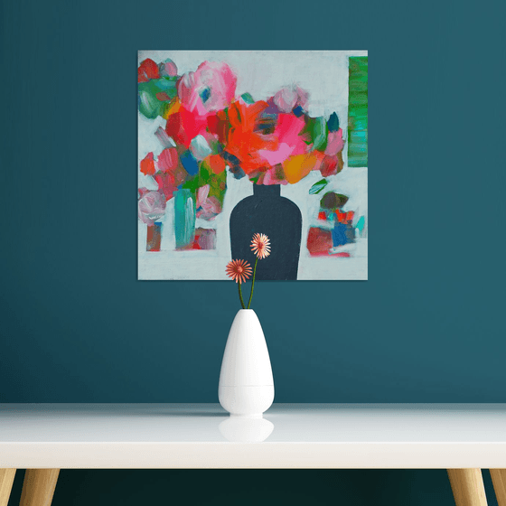 Summer Flowers in a Grey Vase