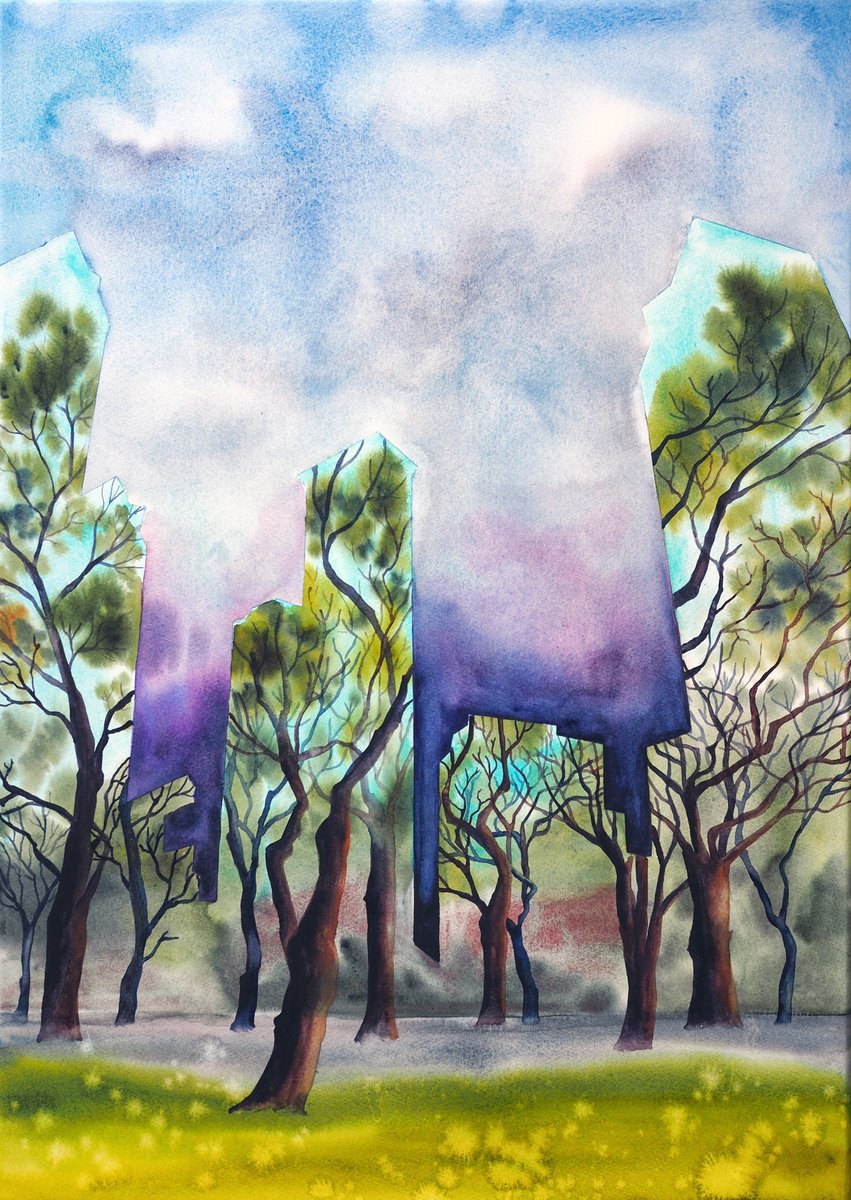 Impressionistic Watercolour , Garden On The Threshold (1) By Delnara El, 20 X 28, Artwork For Sale On Artfinder