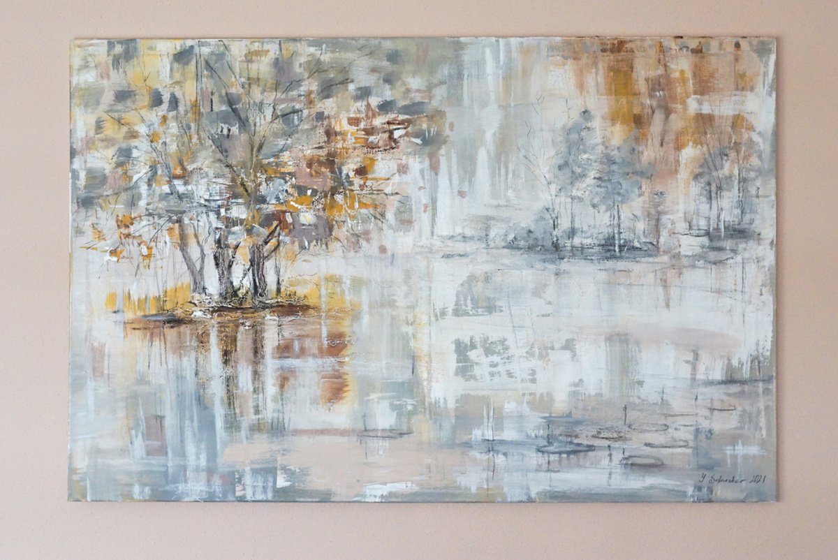 Abstract Acrylic Painting By Yulia Schuster, 45 X 30", Prelude, Original Artwork