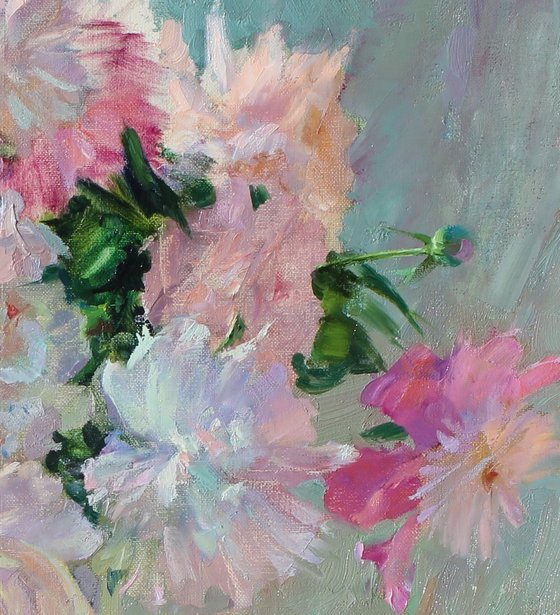 Peonies and tea roses