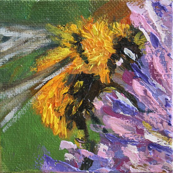 Bumblebee 10  / From my series "Mini Picture" /  ORIGINAL PAINTING