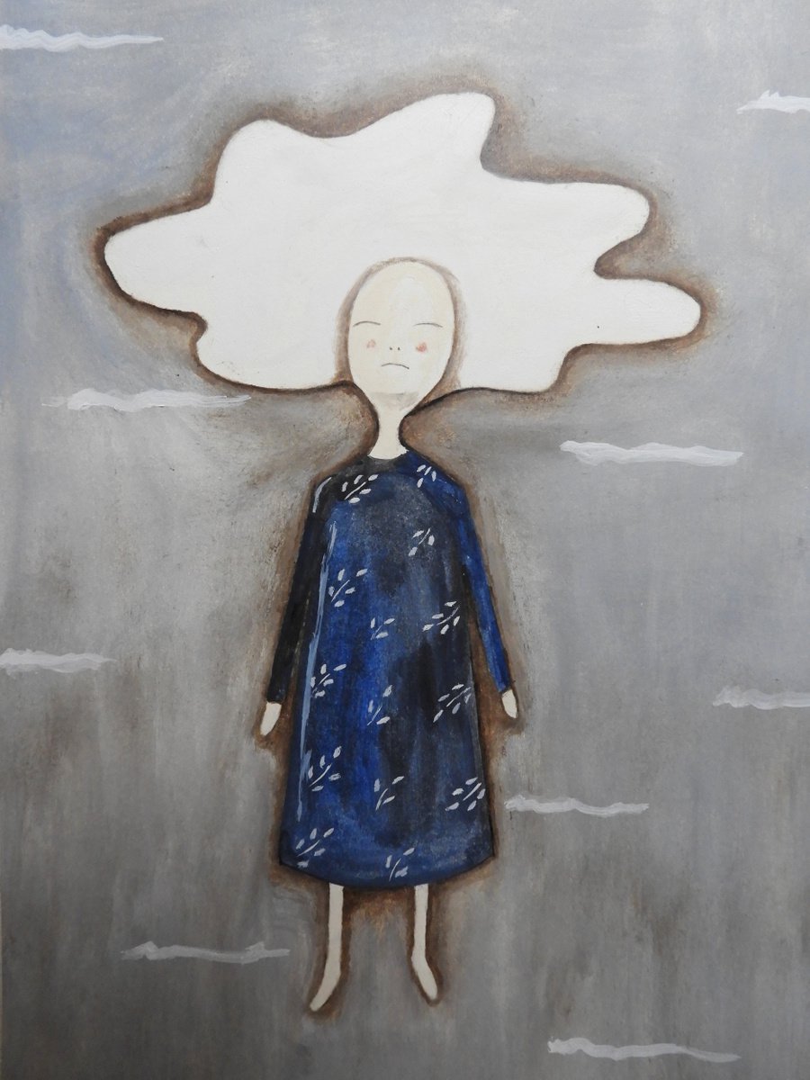 The Cloud Woman #2 - oil on paper by Silvia Beneforti
