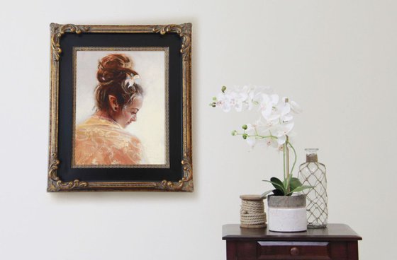 Elfin Beauty in Lace - oil portrait