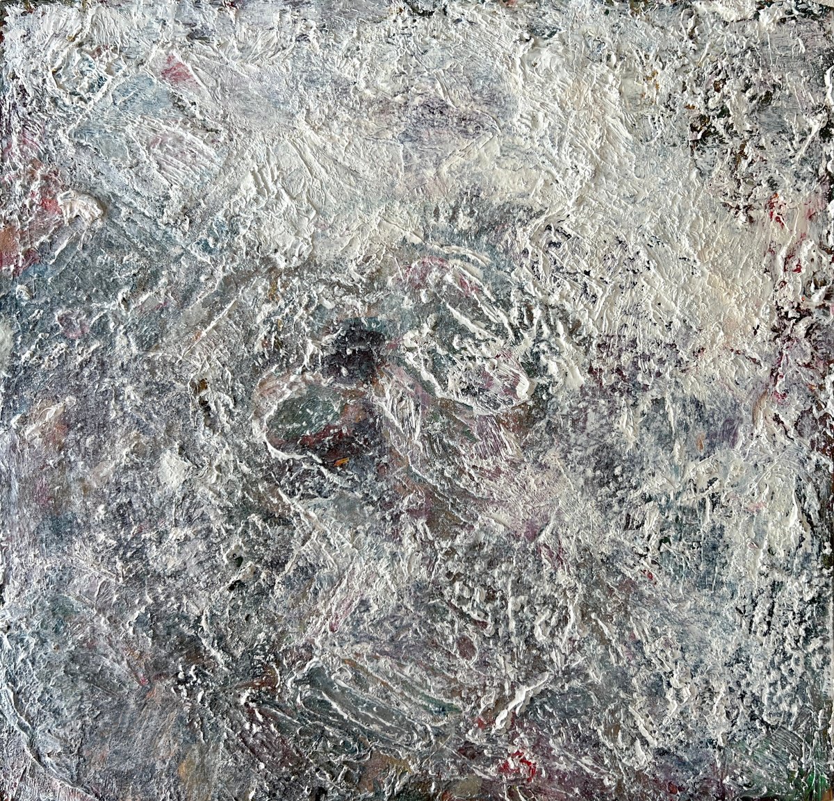 Abstract Landscape Oil Painting By Zakhar Shevchuk, 15 X 14", Winter, Original Artwork