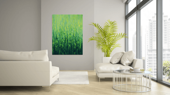 Cascading Green - Modern Abstract Green Field