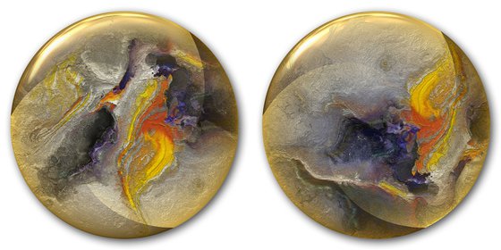 Mundos/XL large circular diptych, set of 2