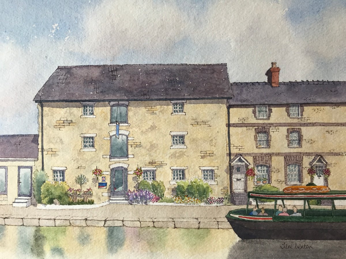 Impressionistic Landscape Watercolour By Jane Denton, 11 X 8, Museum & Canalside Cottages, Original Artwork