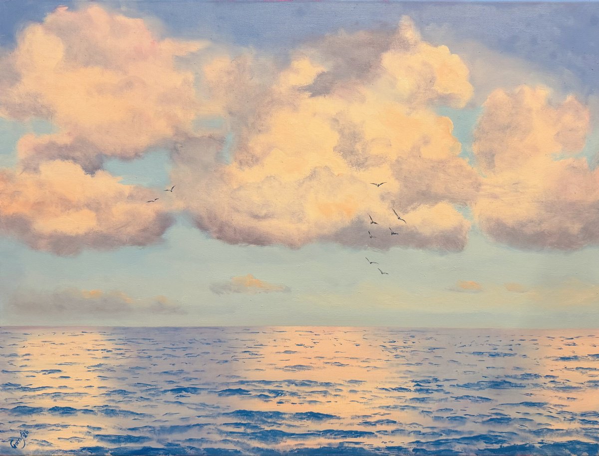 Photorealistic Landscape Oil Painting By Garry Arzumanyan, 31 X 24, Calm 01, Original Artwork