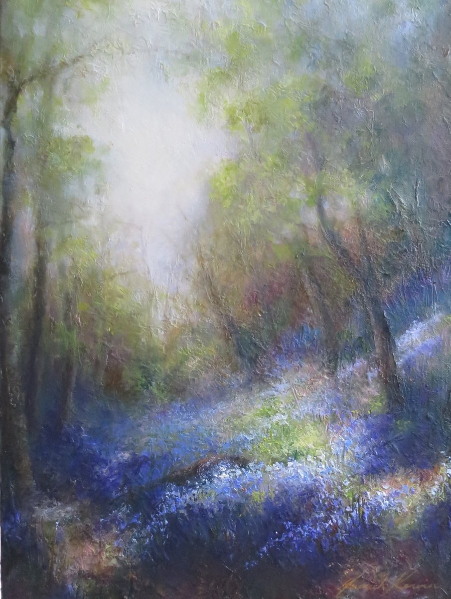 Softened  Light Through Leaves - Bluebells in Early Spring . Wade Wood Nr Wainstalls , Yor... by Hannah Kerwin