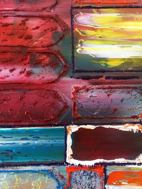 "Take It From Me" - FREE USA SHIPPING - Original Large PMS Abstract Diptych Oil Paintings On Canvas - 54" x 24"