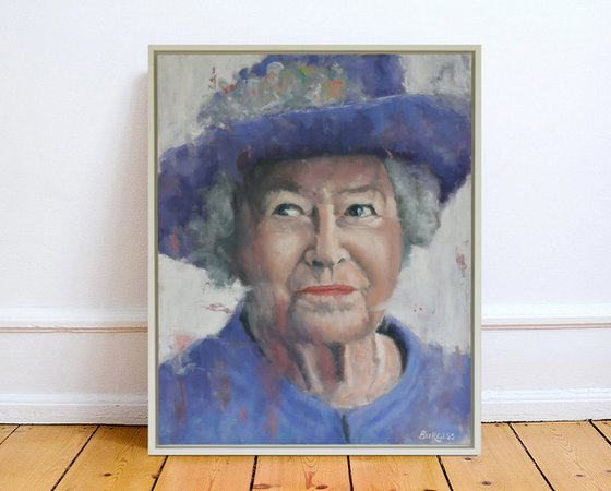 Queen Elizabeth II - Framed Oil Painting - 20" x 16"