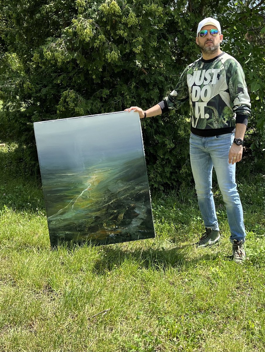 Abstract Landscape Oil Painting By Ivan Grozdanovski, 34 X 42, Agartha - The Rainy Valley - 4, Original Artwork