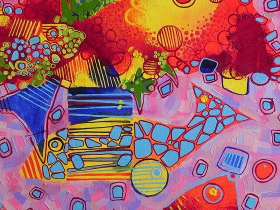 "Fantastic fish" Original painting Oil on canvas Abstract Home decor