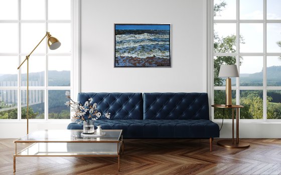 Triptych " Blåvand" Waves of the Northsea .