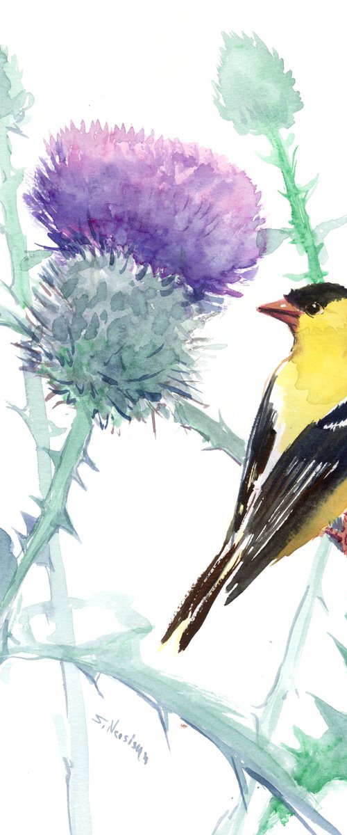 Milk Thistle and Goldfinch by Suren Nersisyan