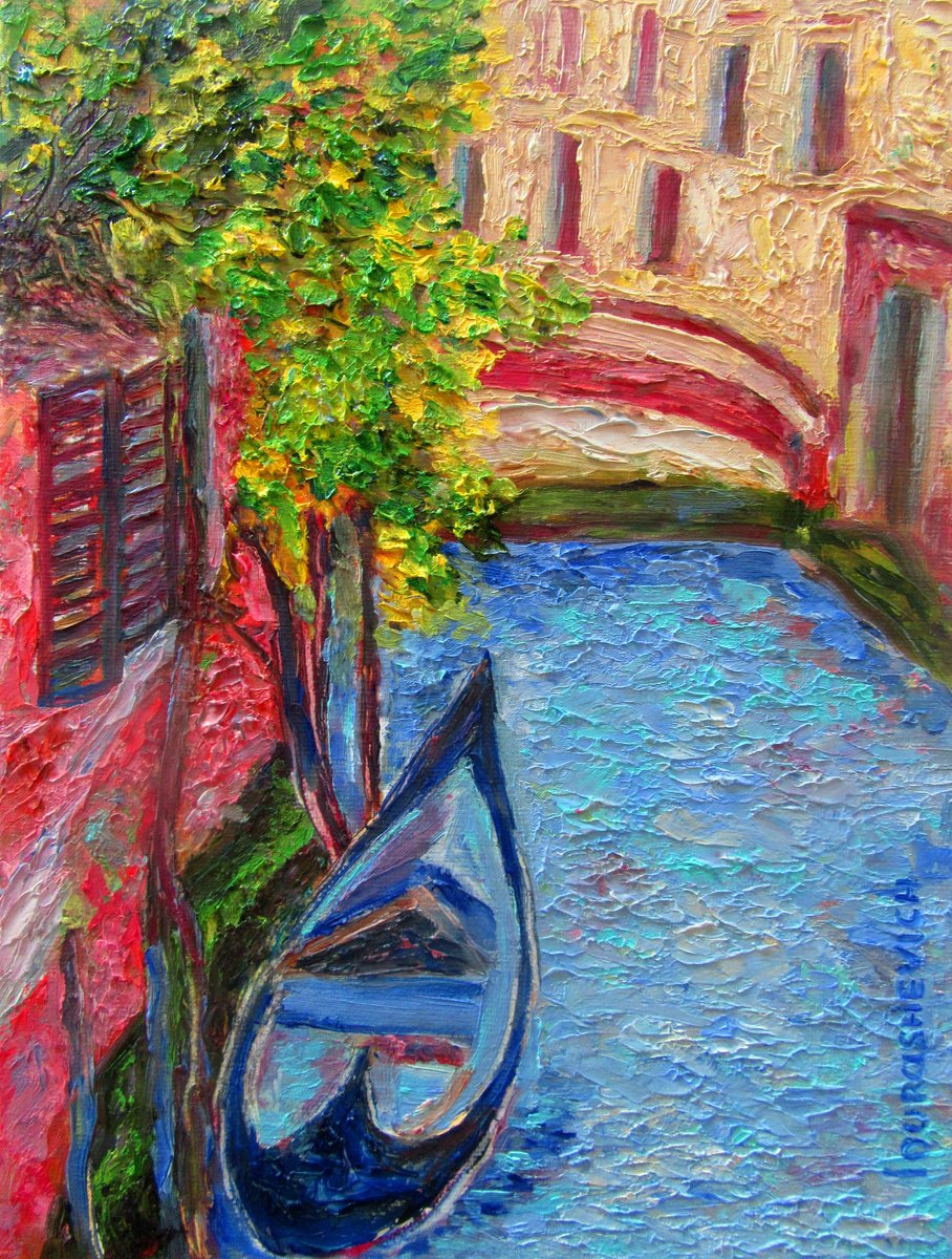 Impressionistic Cityscapes Oil Painting By Katia Ricci, 7 X 9", Venice In Spring, Original Artwork