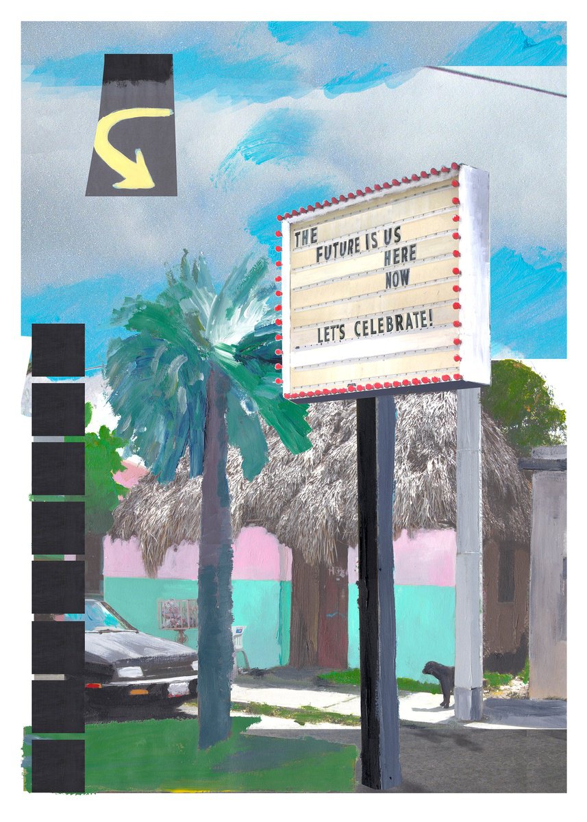 Abstract Landscape Screenprint By Bonnie And Clyde, 20 X 28, Future Is Now, Original Artwork