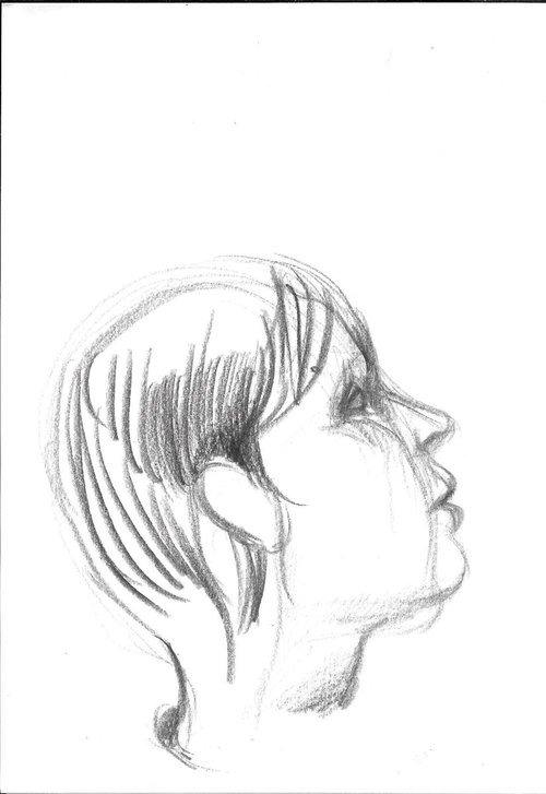 Profile 2, pencil drawing 20x14 cm by Frederic Belaubre
