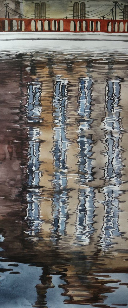 Reflection in water (2019) Watercolor 60*42cm by Eugene Gorbachenko