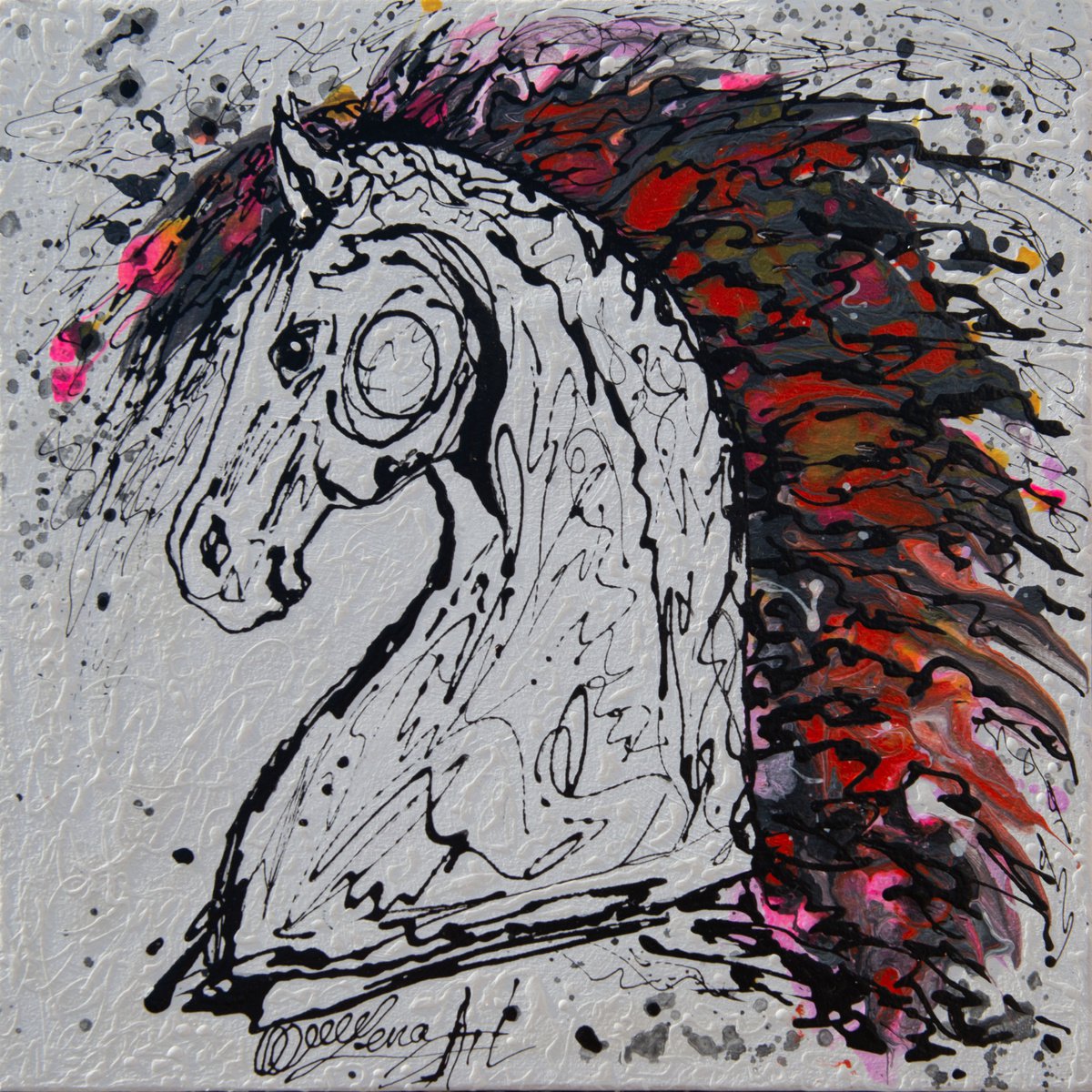 Abstract Horse Number 3 Jackson Pollock Inspiration by OLena Art - Lena Owens