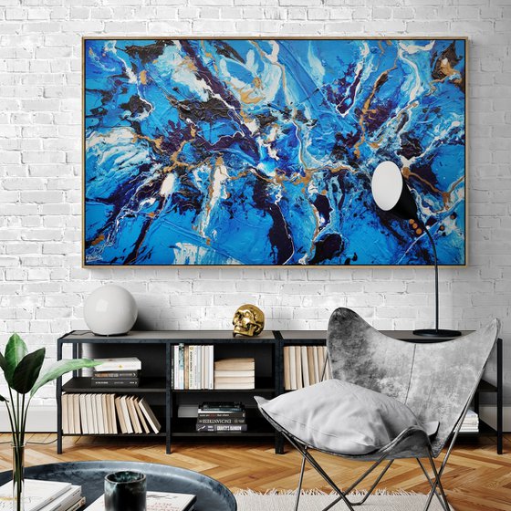 Bronzed Sapphire 200cm x 120cm Textured Abstract Art