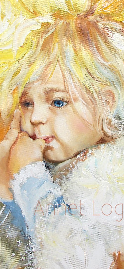 Sunny baby, Oil portrait art by Annet Loginova