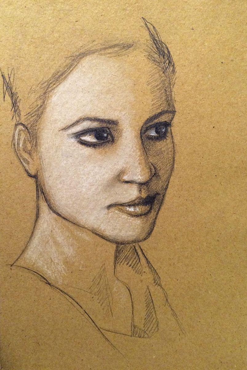 Expressive Portrait Pencil Drawing By Vincenzo Stanislao, 6 X 9", Portrait Sketch, Original Artwork