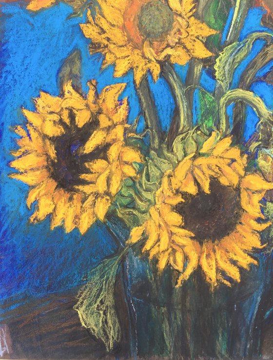 Sunflowers with Turquoise