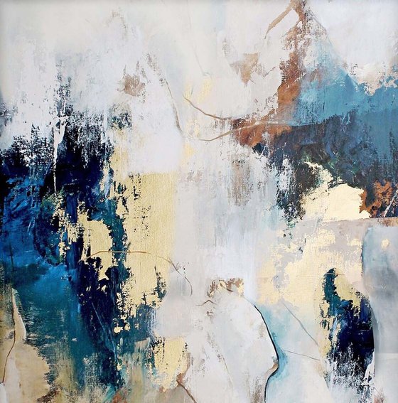 "Sobriety 4" Abstract navy gold acrylic art