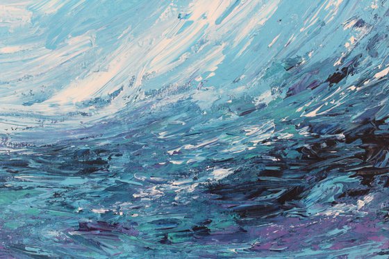 Calming Sea - Abstract Acrylic Painting on Canvas board - Impressionistic - Palette Knife Painting - Special Price