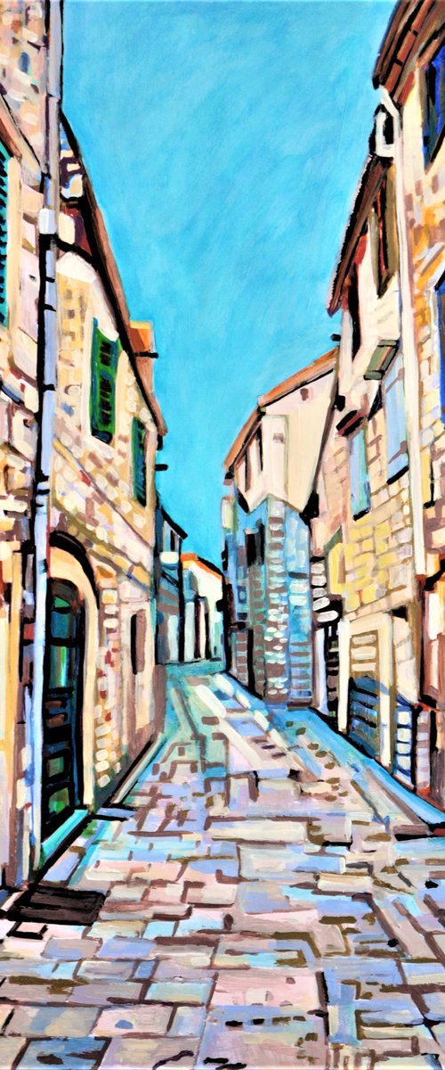 Mediterranean street /88 x 59 cm by Alexandra Djokic