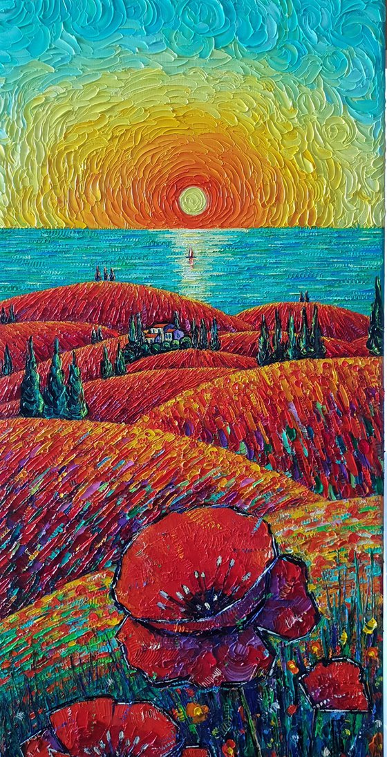 TUSCANY HILLS OF RED POPPIES