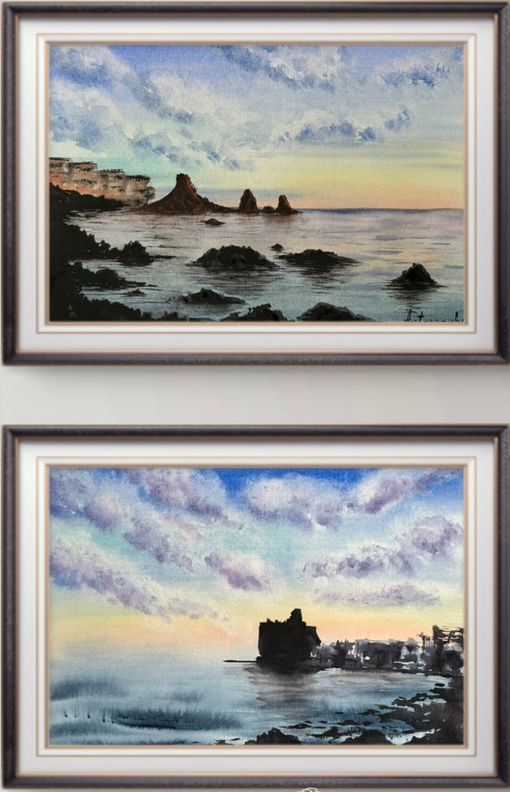 Diptych Tramonto in Sicilia