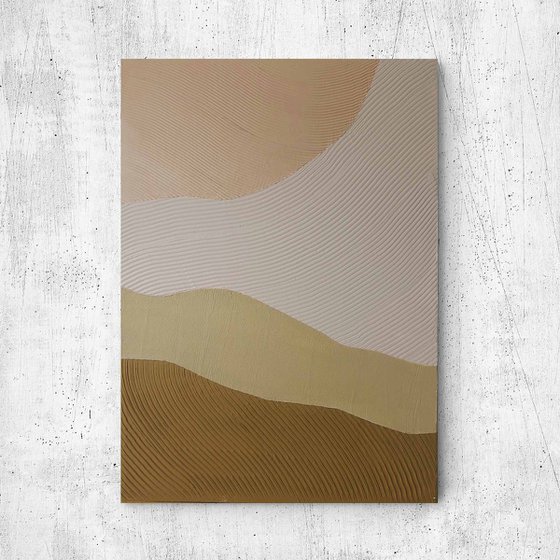 "Cream Field" Beige abstract high textured