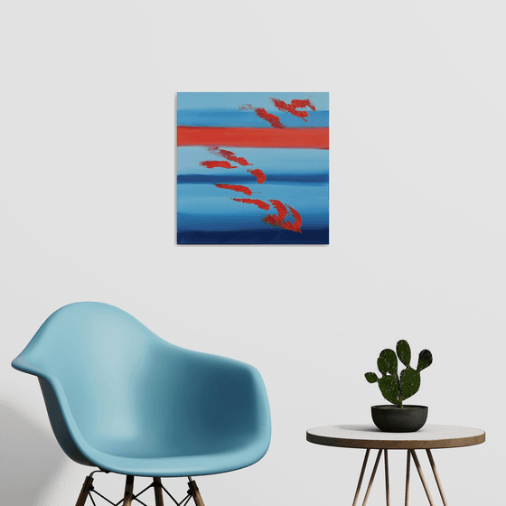 Red and blues, 50x50 cm