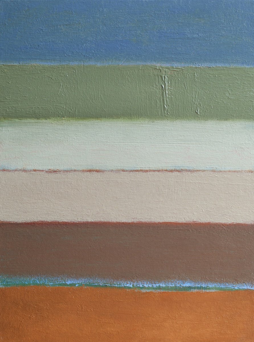 Abstract Landscape Oil Painting By Thomas Hjelm, 13 X 17", Ashen Sky, Original Artwork