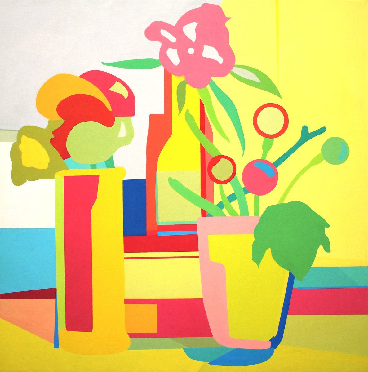 Impressionistic Still Life Acrylic Painting By Vast Swamp, 29 X 29", Colors, Original Artwork